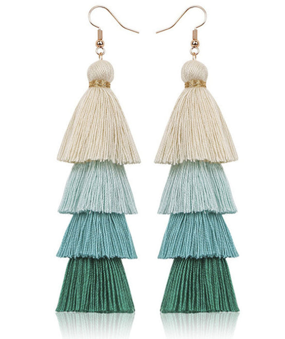 Handmade Tassel Earrings Women's European And American National Style Long Earrings Bohemian Fashion Earrings