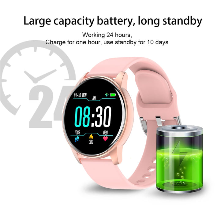 Reloj inteligente eThings para mujer, pronóstico del tiempo en tiempo Real, rastreador de actividad, Monitor de ritmo cardíaco, reloj inteligente deportivo para mujer, hombre para Android IOS