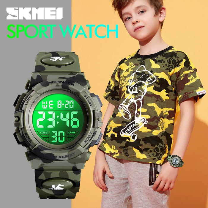 SKMEI 1548 Relojes deportivos militares para niños 50M Reloj de pulsera electrónico resistente al agua Cronómetro Reloj Reloj digital para niños y niñas 