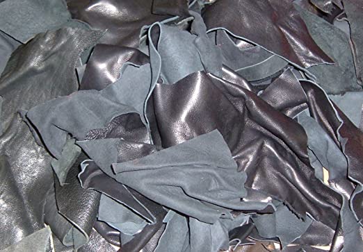 Leather Scraps from Garment Leather Cutting (1 Pounds Mostly Black) - eZthings USA WE SORT ALL THE CRAZIEST GADGETS, GIZMOS, TOYS & TECHNOLOGY, SO YOU DON'T HAVE TO.
