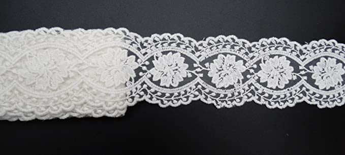Cotton Lace Embroidery Wedding Fabric Trim for DIY Decorating, Floral Designing and Crafts (3 Yard, White (Width:2.7")) - eZthings USA WE SORT ALL THE CRAZIEST GADGETS, GIZMOS, TOYS & TECHNOLOGY, SO YOU DON'T HAVE TO.