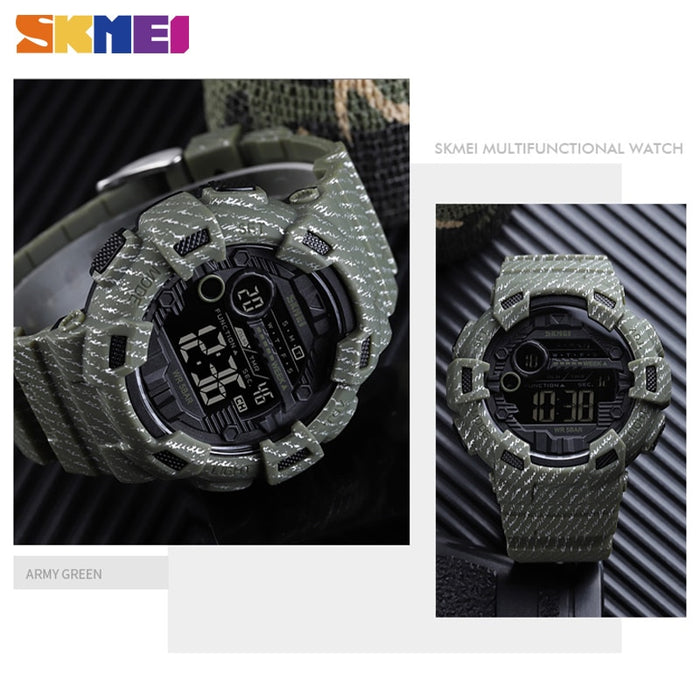 Reloj deportivo SKMEI 1472 a la moda, reloj despertador para hombre, reloj vaquero resistente al agua con pantalla semanal, relojes para hombre, reloj Digital vaquero, reloj masculino