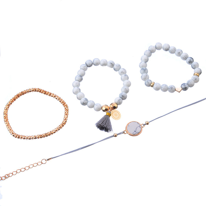 Conjuntos de pulseras bohemias hechas a mano con borlas largas y corazón tejido para mujer, nuevas pulseras de cadena de cuerda gris, joyería, regalo de Navidad 