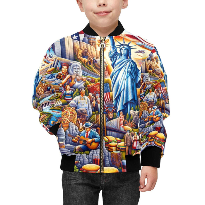 Freedom NYC Liberty Dream USA Kids' Bomber Jacket with Pockets (H40)