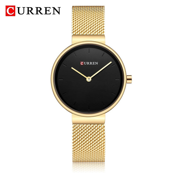 CURREN 9016 relojes azules de moda para mujer, reloj de cuarzo de malla de acero inoxidable, relojes de pulsera simples de lujo para mujer, reloj analógico para mujer 