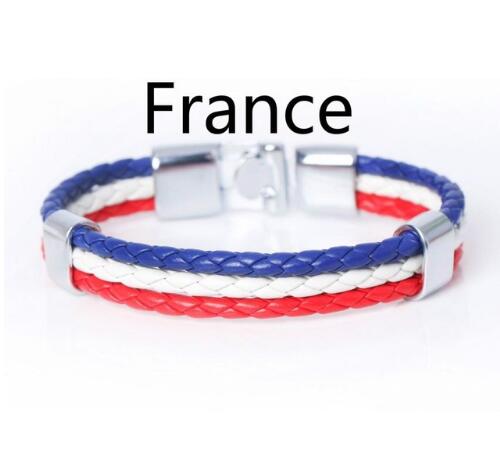 National Flag Leather Bracelets Sports Football Fans Jewelry