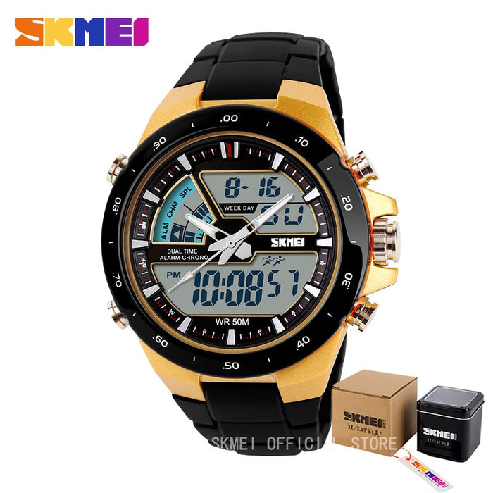 Reloj deportivo SKMEI 1016, reloj despertador informal a la moda para hombre, reloj de pulsera con pantalla Dual militar resistente al agua, reloj Masculino 