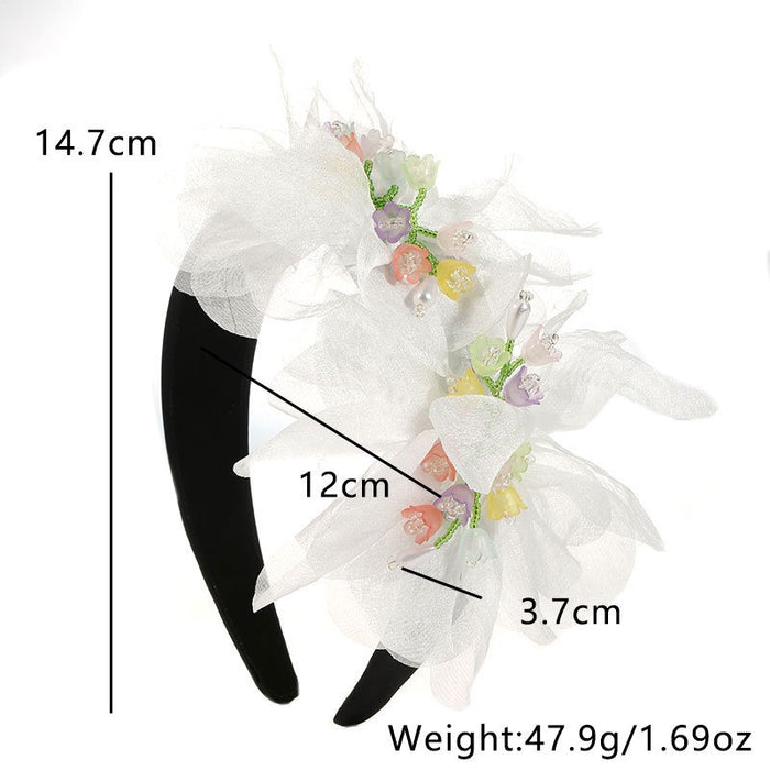 Fashionable handmade fabric crystal flower headband