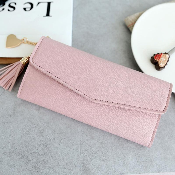 Brand Designer Coin Purses Leather Wallets Women Long Tassel Luxury Clutch Phone Wallets Female Credit Card Holder Money Bags