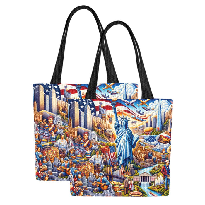 All American Freedom NYC Liberty Dream USA Canvas Tote Bag (Model1657) (Set of 2)