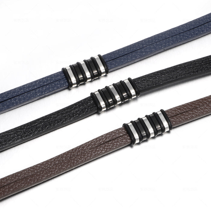 Stainless Steel Men's Leather Bracelet Original Simple Versatile E-commerce New Leather Bracelet