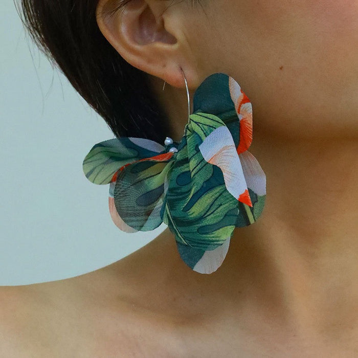 Handmade fabric printed earrings and tassel earrings