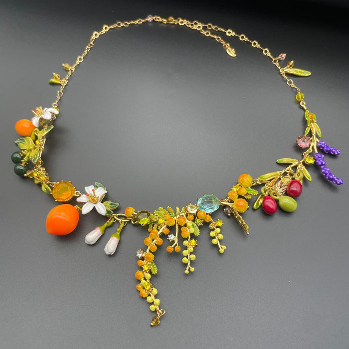 Collar de lavanda naranja dulce naranja afrutado esmaltado hecho a mano