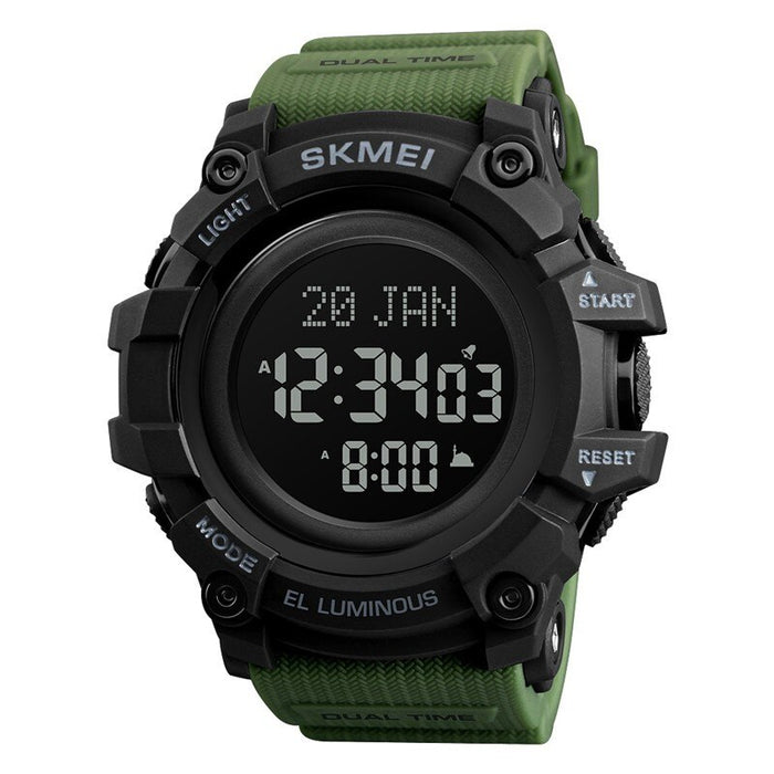 SKMEI 1680 Brújula musulmana Slamic Indicación de dirección de oración multifuncional Relojes deportivos Reloj de pulsera de goma digital LED electrónico 