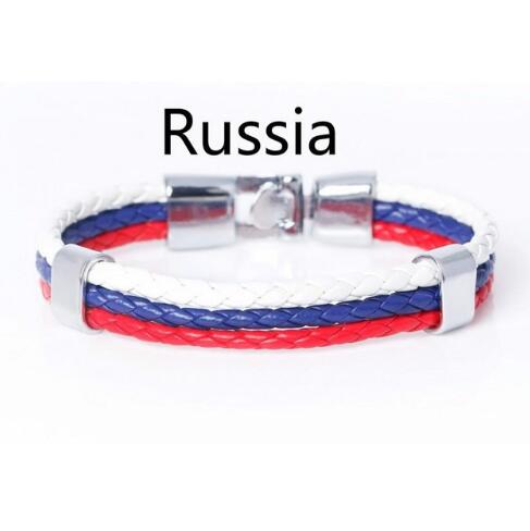 National Flag Leather Bracelets Sports Football Fans Jewelry