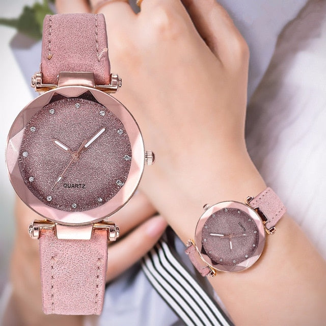 Reloj de cuarzo de oro rosa con diamantes de imitación coreanos a la moda para mujer, reloj con correa para mujer, relojes de moda para mujer, relojes para mujer # A 