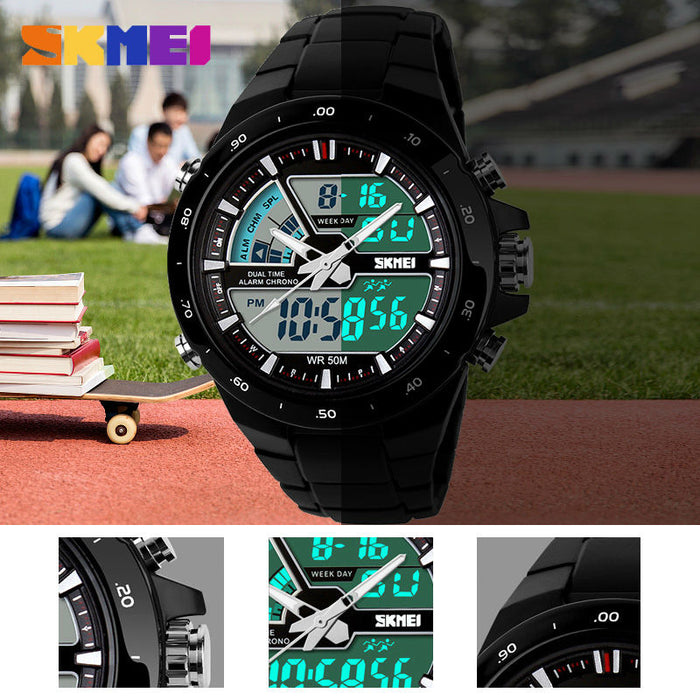 Reloj deportivo SKMEI 1016, reloj despertador informal a la moda para hombre, reloj de pulsera con pantalla Dual militar resistente al agua, reloj Masculino 