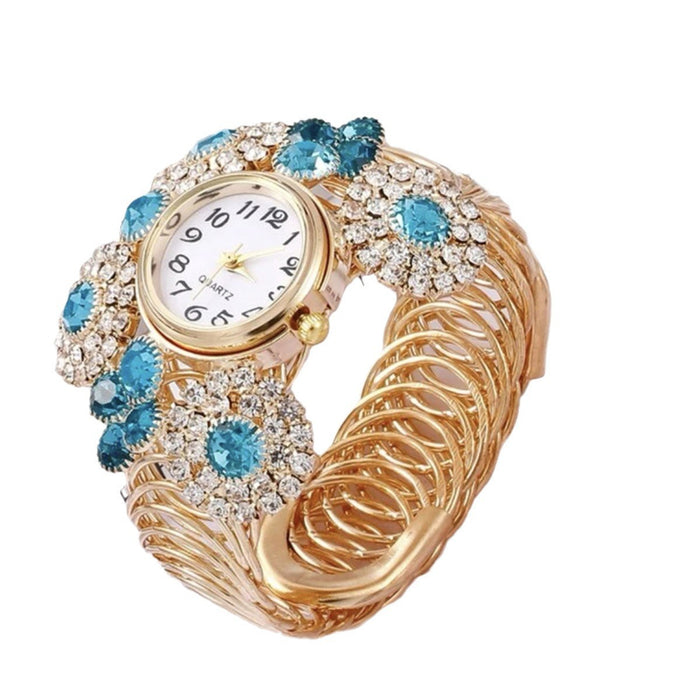 Reloj de pulsera para mujer con diamantes de imitación bohemios con incrustaciones de diamantes de agua y dije de estrella del cielo, reloj de cuarzo ligero de moda