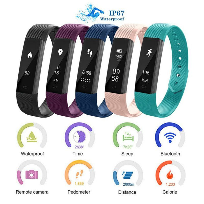 EThings ID115 pulsera inteligente rastreador de Fitness pulsera inteligente podómetro Compatible Smartband impermeable Monitor de sueño reloj de pulsera