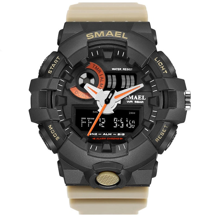 SMAEL 1642-2 Reloj deportivo vaquero de lujo, nuevos relojes militares para hombres, reloj analógico Digital del ejército, reloj resistente al agua 8001, reloj para hombres