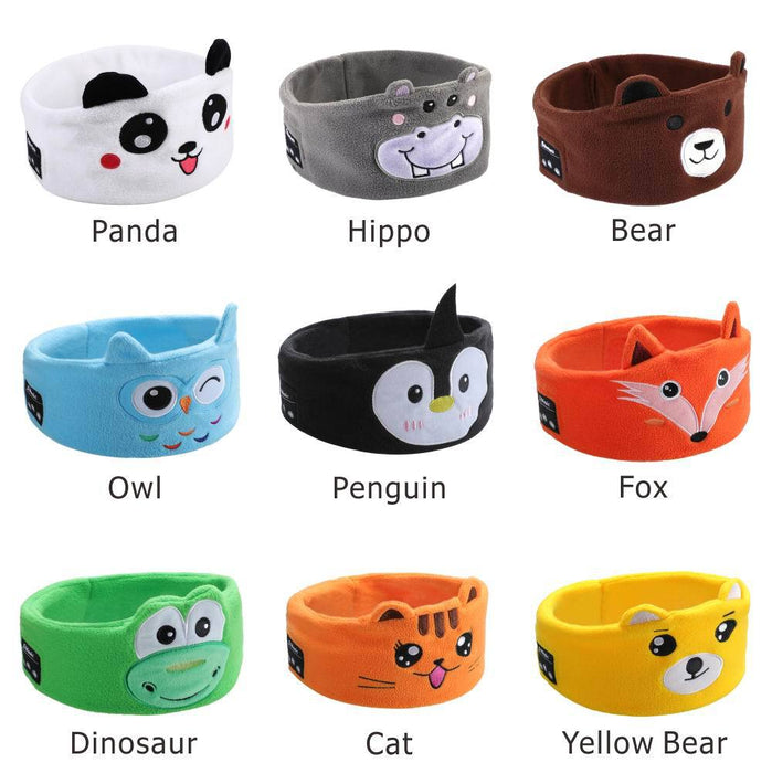 eThings Soft Elastic Comfortable Wireless Music Earphones Kids Animal Sleeping Headphones Eye Mask Bluetooth V5.0 Headphones Headband