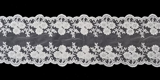 Cotton Lace Embroidery Wedding Fabric Trim for DIY Decorating, Floral Designing and Crafts (3 Yard, White (Width:4.7")) - eZthings USA WE SORT ALL THE CRAZIEST GADGETS, GIZMOS, TOYS & TECHNOLOGY, SO YOU DON'T HAVE TO.