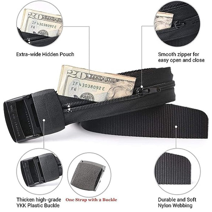 Outdoor travel safety hidden belt anti-theft wallet hidden money compartment belt nylon quick-drying insurance anti-theft wallet