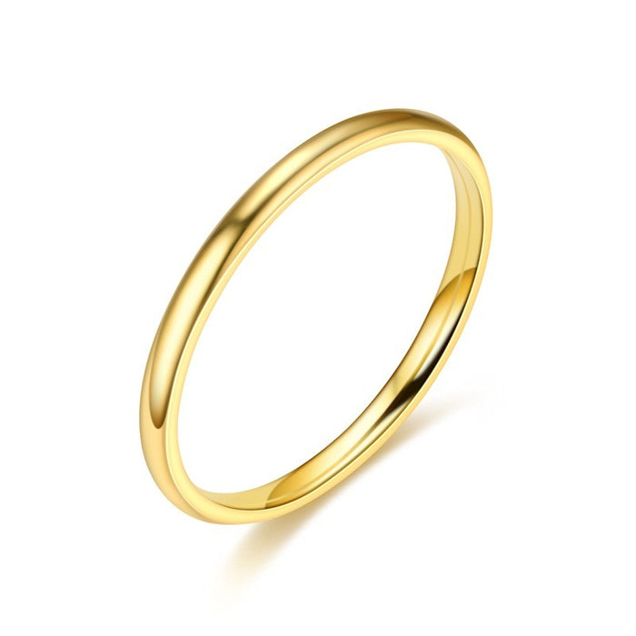 Anillo fino de acero de titanio de 2mm con diseño de lujo ligero estilo Ing, anillo de pareja con superficie ligera circular vegetariana de nicho femenino