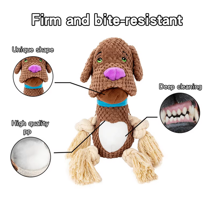 Dog plush toys with sound bite resistant cotton rope interactive large dog and puppy pet supplies