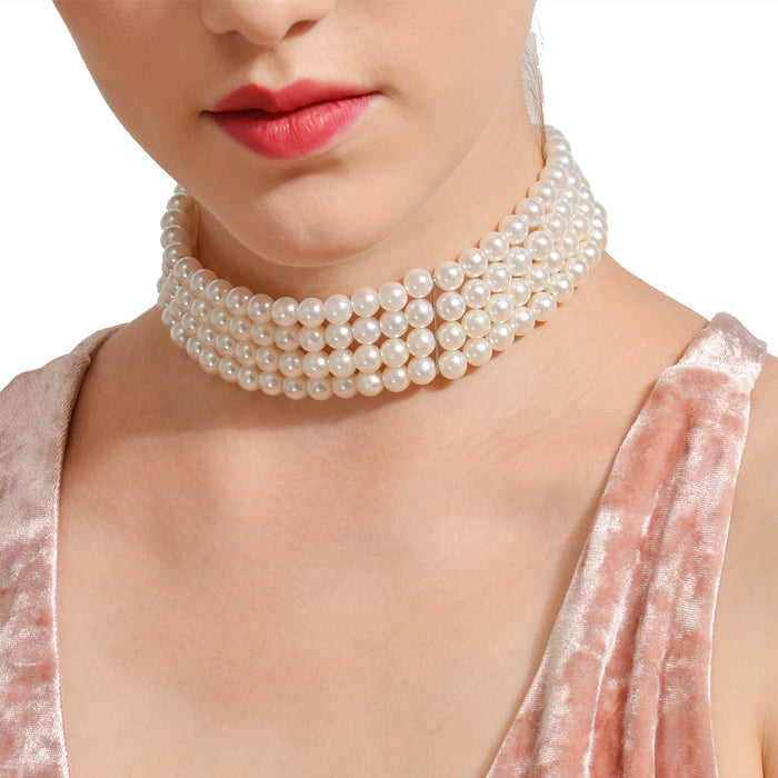 Street shooting popular necklace handmade multi-layer pearl necklace