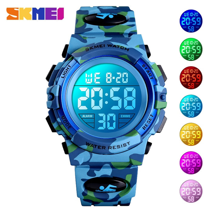 SKMEI 1548 Relojes deportivos militares para niños 50M Reloj de pulsera electrónico resistente al agua Cronómetro Reloj Reloj digital para niños y niñas 