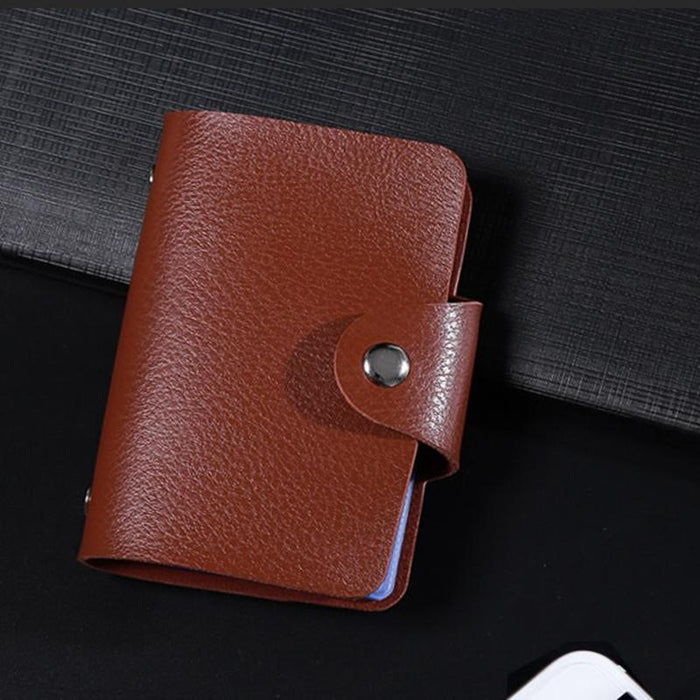 Funda de cuero PU con función de 24 Bits para tarjetas de visita, tarjetero para hombres y mujeres, bolsa para tarjetas y pasaporte de crédito, billetera para tarjetas y pasaporte