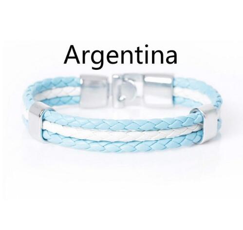 National Flag Leather Bracelets Sports Football Fans Jewelry