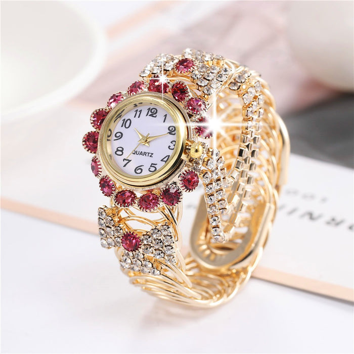 Reloj de mujer de nueva tendencia y moda con reloj de pulsera femenino de cuarzo digital con incrustaciones de diamantes