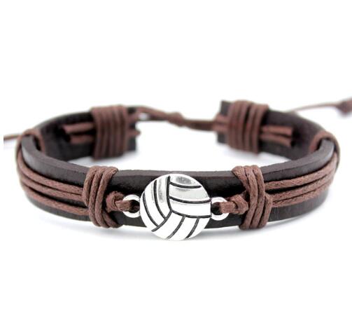 Basketball Football Soccer Softball Volleyball Leather Bracelets