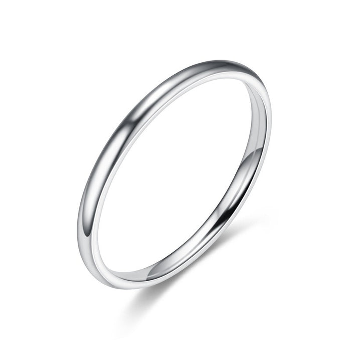 Anillo fino de acero de titanio de 2mm con diseño de lujo ligero estilo Ing, anillo de pareja con superficie ligera circular vegetariana de nicho femenino