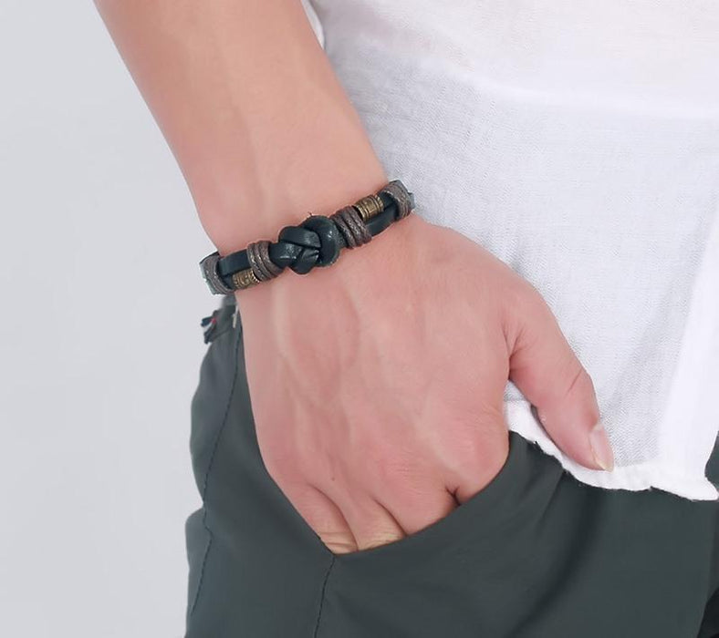 Pulsera de cuero Vnox, hebilla de aleación de bronce, gancho fácil para hombres 