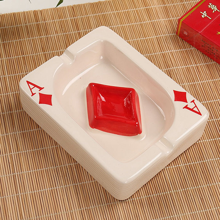 Creative hand drawn poker ceramic ashtray