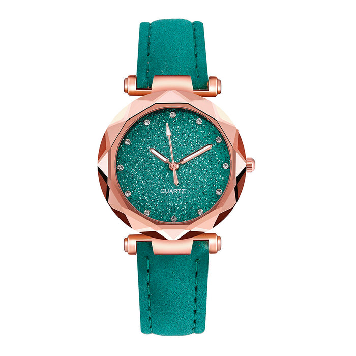 Ladies fashion Korean Rhinestone Rose Gold Quartz Watch Female Belt Watch Women's Watches Fashion Clock Watch Women Watches #A