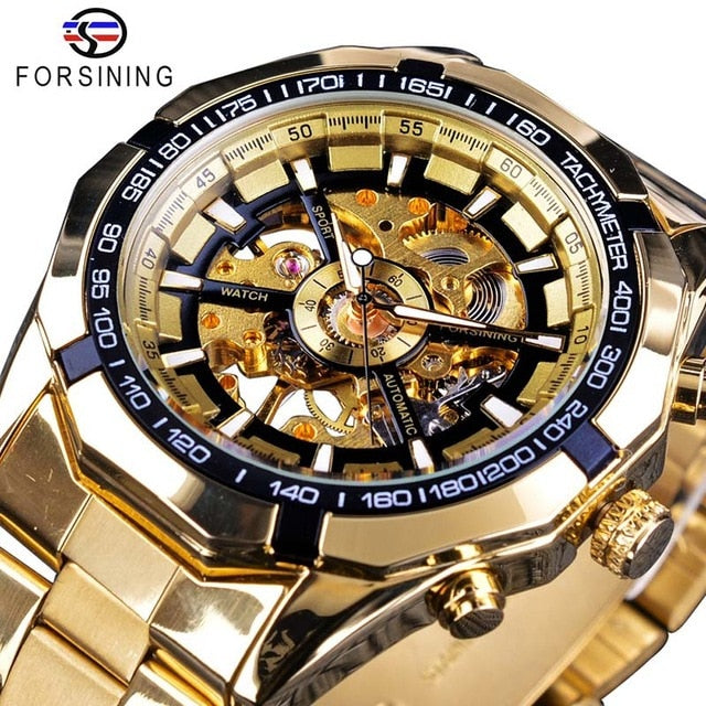 Relojes de esqueleto para hombre resistentes al agua de acero inoxidable plateado, reloj de pulsera mecánico transparente de lujo de marca superior para hombre