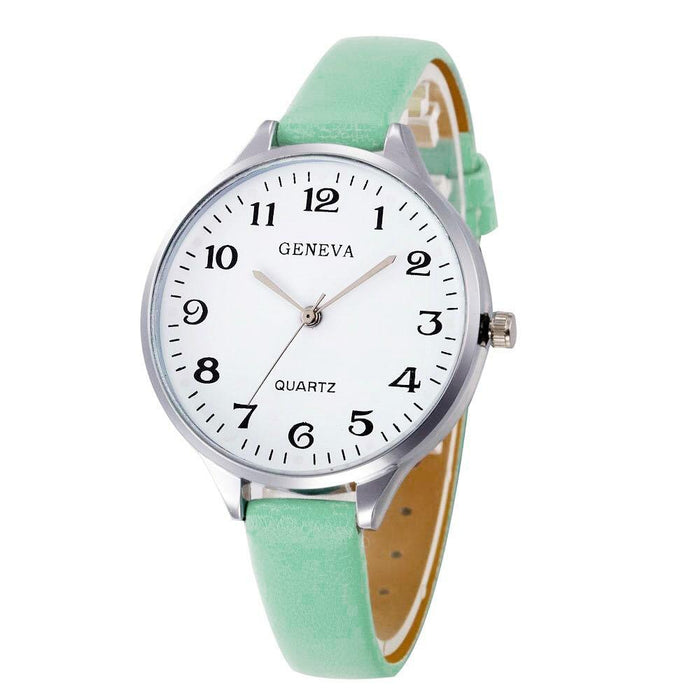 Reloj de pulsera de piel sintética con pulsera para mujer