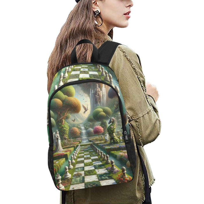 The sophistication of the Garden of Chess Fan Club Fabric Backpack with Side Mesh Pockets (1659)