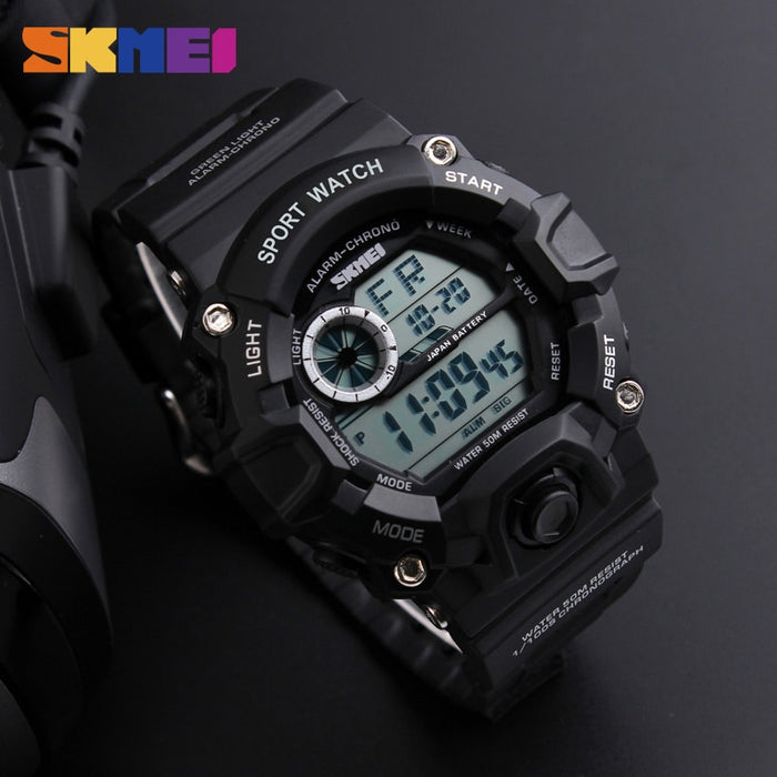 SKMEI 1019 Outdoor Sport Watch Men Alarm Clock 5Bar Waterproof Military Watches LED Display Shock Digital Watch Reloj Hombre