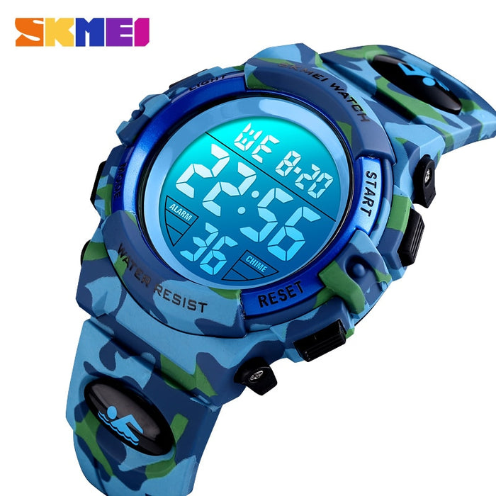 SKMEI 1548 Relojes deportivos militares para niños 50M Reloj de pulsera electrónico resistente al agua Cronómetro Reloj Reloj digital para niños y niñas 