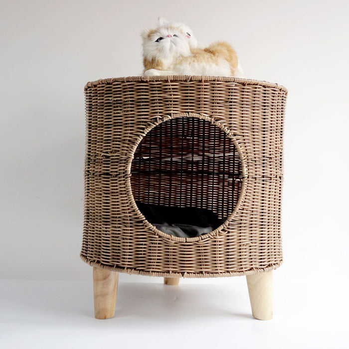 Cane Woven Cat Kennel, Pet Bed, Cat Supplies, Removable and Washable Pet Warm Nest, Knitting Crafts In Summer