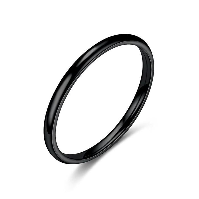 Anillo fino de acero de titanio de 2mm con diseño de lujo ligero estilo Ing, anillo de pareja con superficie ligera circular vegetariana de nicho femenino