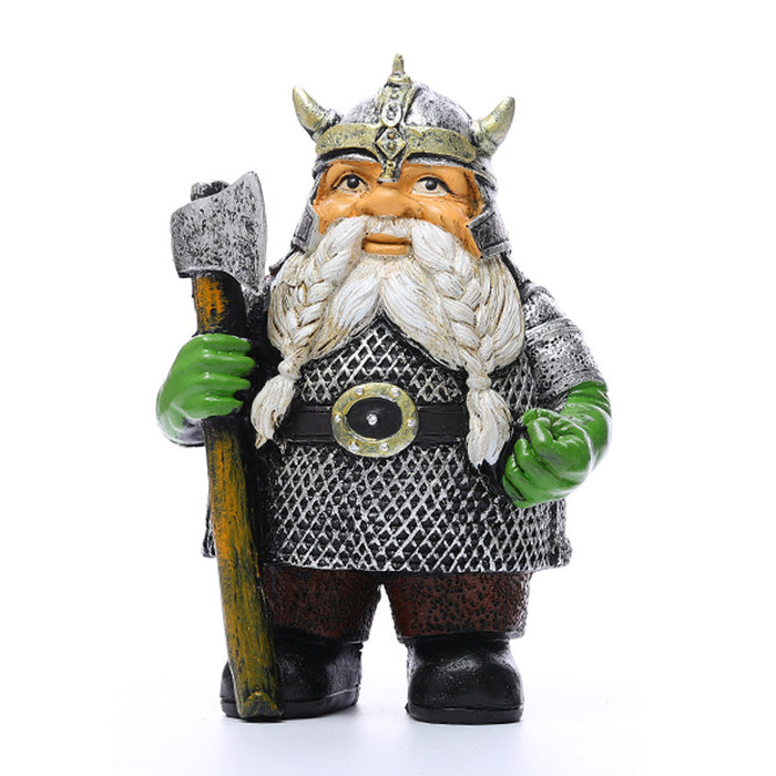 Viking Dwarf Dwarf Goblin Victor Take Axe Take Hammer Garden Resin Crafts Ornaments