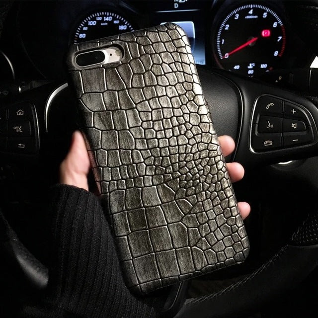 Funda de teléfono de cocodrilo 3D para iPhone 8 XS XS 7Plus Funda de cuero genial