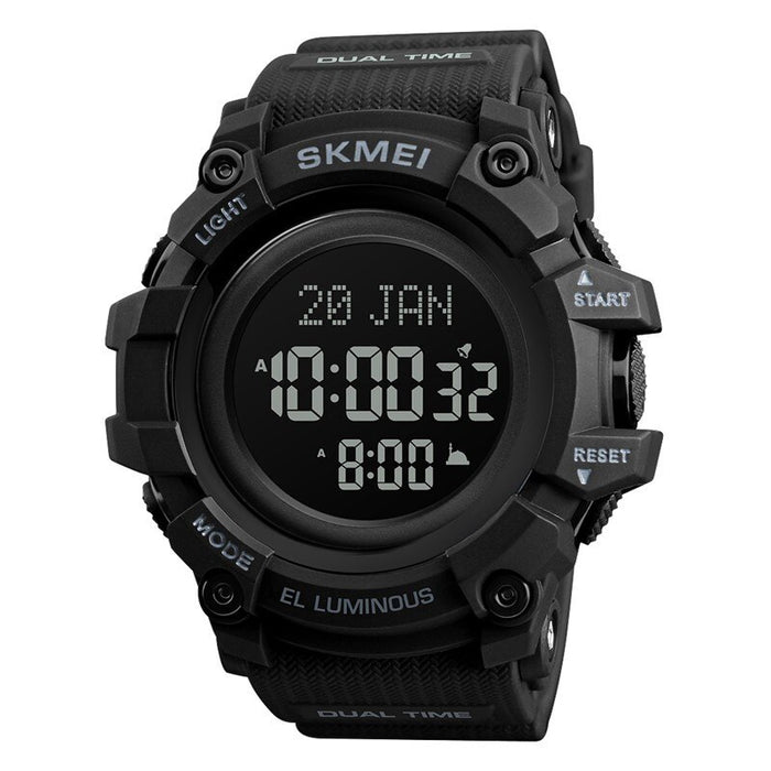 SKMEI 1680 Brújula musulmana Slamic Indicación de dirección de oración multifuncional Relojes deportivos Reloj de pulsera de goma digital LED electrónico 