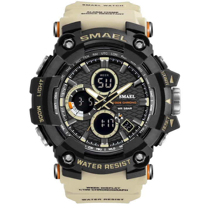 Reloj deportivo SMAEL 1802D, relojes de doble horario para hombre, resistente al agua hasta 50m, reloj masculino, relojes militares para hombres, relojes deportivos resistentes a golpes, regalos